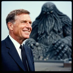 a vintage kodachrome photograph of jkf with a warm smile greeting cthulhu at a fundraising in the white house in 1 9 5 4