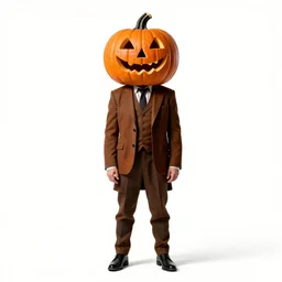 jack-o-lantern headed horseman, photorealistic portrait photography, full body, standing, isolated on a pure white background, centered, whole figure in frame, sharp focus, studio lighting