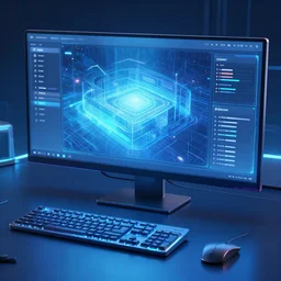 a screenshot from a futuristic desktop with the blue color scheme
