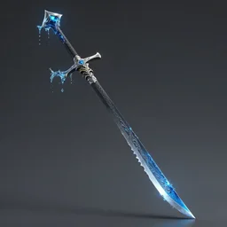 a glaive!!! with blue water!! dripping from the top, style of greg rutkowski