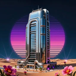 building by marina tabassum, bioshock san andreas apocalyptic biopunk at night retrowave sea hyperrealism postcyberpunk synthwave desert laser flowers retro, archdaily, wallpaper, highly detailed, trending on artstation.
