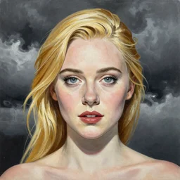 professional painting of Elle Fanning in the style of Will Eisner, head and shoulders portrait, symmetrical facial features, smooth, sharp focus, illustration, intricate, stormy weather, extremely detailed masterpiece,
