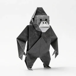 origami orangutan, high detail photograph, full body, isolated on a pure white background, centered, entire subject in frame, sharp focus, soft studio lighting
