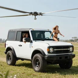 TV News, helicopter footage of Adam and Eve fleeing Eden in white Bronco