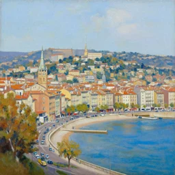 painting of bayonne, france by michael garmash