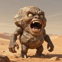 A screaming rock golem posing in a a desert, realistic face, full body, fantasy art, in the style of greg rutkowski, illustration, epic, fantasy, intricate, hyper detailed, artstation, concept art, smooth, sharp focus, ray tracing, vibrant