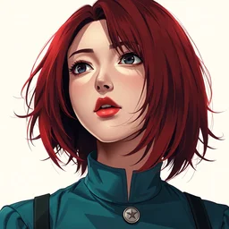 anime girl with red - black hair in the soviet pioneer form, manga, katsura masakazu, intricate, detailed, studio lighting, gradation, editorial illustration, matte print, ilya kuvshinov, concept art, digital
