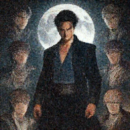 Dio Brando posing dramatically with a full moon behind him, extremely detailed multiple unique different art styles.