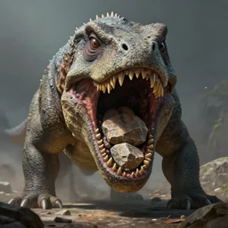 a giant reptile with a disc shaped mouth that eats rocks, concept art by doug chiang cinematic, realistic painting, high definition, digital art, symmetrical, very detailed, extremely high detail, photo realistic, concept art, unreal engine 5,