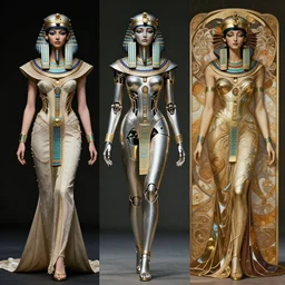 biomechanical gynoid editorial by utakava kiyoshi, ancient egyptian haute couture by alexander mcqueen, gynoid still frame from'pan's labyrinth'( 2 0 0 6 ), haute couture of biomechanical gynoid by alphonse mucha, expressive metal couture editorial by iris van herpen