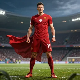 Robert Lewandowski in the style marvel superhero 4k, detailed, cinematic, epic, full body