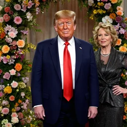 donald trump photographed in a flowery scene by anne geddes