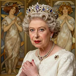 Queen Elizabeth 2 sucks the soul and youth of a young girl, highly detailed, digital painting, artstation, concept art, smooth, sharp focus, illustration, art by artgerm and greg rutkowski and alphonse mucha