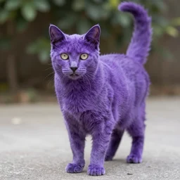 a cat fully stained in purple