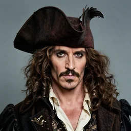 a face portrait of ian mckellen as captain hook