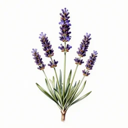 a lavender plant with ink outlines, masked transparent flat background, 8 k, volumetric lighting, french nouveau, trending on artstation, octane render, ultra detailed, hyperrealistic