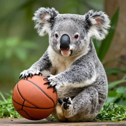 Koala bear playing basketball