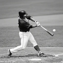 home run at a baseball game, huge hit, broken bat, epic shot, baseball photography, black and white