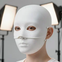 ultra detailed, beautiful natural light, studio lights, rim light, brandilove wearing a white mask with black wires on her head, featured on behance, net art, made of wire, 5 0 mm lens, elegant, hyper realistic, ultra detailed, octane render, volumetric lighting, 8 k post - production