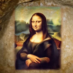 cave painting!! of ((mona lisa))