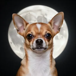 photograph of a full moon with the face of a chihuahua