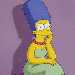 portrait of marge simpson, dreamy and ethereal, expressive pose, peaceful expression, elegant, highly detailed, digital painting, artstation, concept art, smooth, sharp focus, by Alberto Vargas