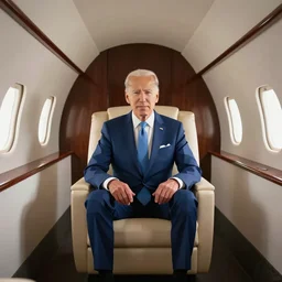 low poly joe biden sitting in his private jet, cover art