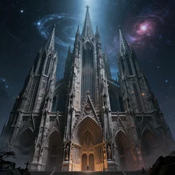 sci - fi gothic cathedral, cathedral of the cosmic gods, galactic space horror setting, immense sense of scale, rule of thirds, digital art, by beeple, by h r giger, by noriyoshi ohrai, trending on artstation