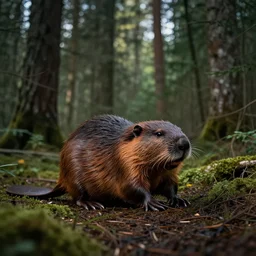 a beaver standing  in the forest, beautiful dynamic lighting, cinematic, wide angle establishing shot, extremely high detail, photo realistic, cinematic lighting, post processed, concept art, artstation, matte painting, style by frederic church, raphael lacoste, unreal engine 8k