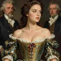 portrait of a beautiful glamour model wearing 1 7 th century french off - the - shoulder neckline bodice with low neckline, jodhpurs greg manchess painting by sargent and leyendecker, studio ghibli fantasy close - up shot asymmetrical intricate elegant matte painting illustration hearthstone, by greg rutkowski by greg tocchini by james gilleard