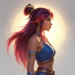 side - profile painted portrait, maya ali as a wind mage, bright backlit, key lighting, smooth, gaudy colors, unreal engine render, maya render, octane render aesthetic, dota! matte painting concept art, official fanart behance hd artstation by lois van baarle, ilya kuvshinov