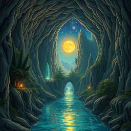 a beautiful very detailed illustration of tunnel city by albrecht durer, wilderness elysian gem junglepunk at night neptune morning sun water crystal anime atlantis laser, archdaily, wallpaper, highly detailed, trending on artstation.