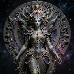 ultra realistic, cosmic goddess, intricate details, eerie, awakening, artstation, highly detailed, photorealistic, hyperrealism, 8k, art by artgerm and  greg rutkowski and alphonse mucha