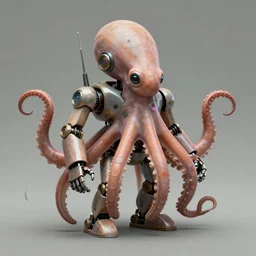1 9 5 0 s retro future robot android octopus. muted colors. by bruce pennington