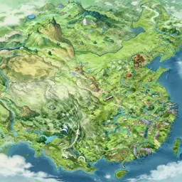 map of a fantasy land with distinct biomes, highly detailed, smooth, sharp focus, artstation, illustration by makoto shinkai and moebius and jean giraud
