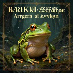 a very happy frog, fine art, awesome fantasy book cover on Pinterest, award winning, dark fantasy landscape, fantasy magic, intricate, elegant, sharp focus, cinematic lighting, highly detailed, digital painting, concept art, art by WLOP and Artgerm and Greg Rutkowski, masterpiece, trending on artstation, 8K
