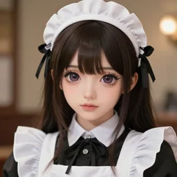 beautiful illustration of anime maid, stunning and rich detail, pretty face and eyes