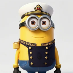 beautiful portrait of a minion wearing a fancy naval uniform, concept art by yoji shinkawa, felt tip pen, intricate detail, sharp focus, illustration