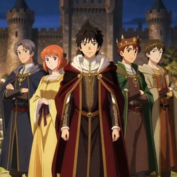portrait of elegant medieval royalties, medieval castle background, shallow focus, rich vivid colors, ambient lighting, dynamic lighting, 4 k, official media, anime key visual, makoto shinkai, ilya kuvshinov, lois van baarle, rossdraws, detailed, trending on artstation