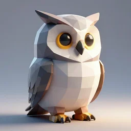 A 3D render of a low poly owl, light refraction, raytracing, octane render, 4K HD, volumetric lighting, light transport simulation