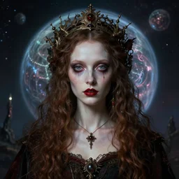 realistic bizarre beautiful macabre portrait gothic style in style of hieronymus bosch anne stoke alphonso mucha sharp focus 8 k as a alien etherical holographic queen in an unknown planet