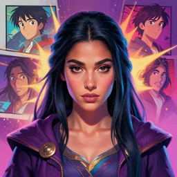 head-on symmetrical centered painted portrait, Maya Ali as a D&D sorcerer, matte painting DOTA Blizzard pixar, maya engine on stylized background splash comics global illumination lighting artstation, by Jesper Ejsing, RHADS, Makoto Shinkai and Lois van baarle, ilya kuvshinov, rossdraws