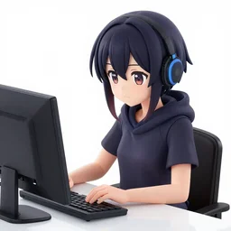 Nendoroid Hacker with the computer