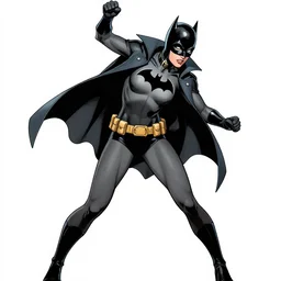 in the style of Joshua Middleton comicbook cover art, Batgirl, fun pose Symmetrical body, smile