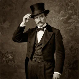 photorealistic sepia portrait of a 1 9 2 0 s era male magician, well dressed in his mid - thirties, long - tailed tuxedo coat, by zdizslaw beksinski, atmospheric lighting, hatless, dark, brooding, painted, intricate, ultra detailed, well composed, best on artstation, cgsociety, epic, stunning, gorgeous, intricate detail, much wow, masterpiece, cinematic aesthetic octane render, 8 k hd resolution,