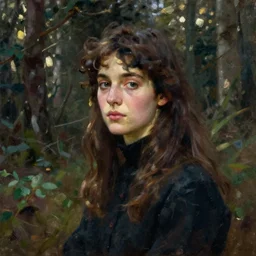 forest, melancholy, detailed oil on canvas painting by john singer sargent