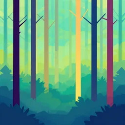 geometric art of a forest, made entirely from gradients, colorful, vector graphics