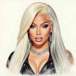 a hyperrealistic drawing of nicki minaj