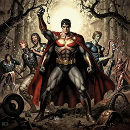 justice league. drama, chaos matte painting by hieronymus bosch