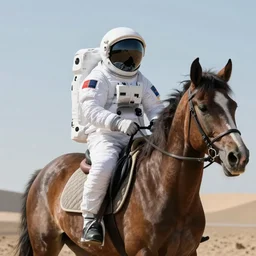 dall - e generation of an astronault riding a horse in a photorealistic style